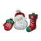 4.25" Red & Green Santa Glass Christmas Ornament Set